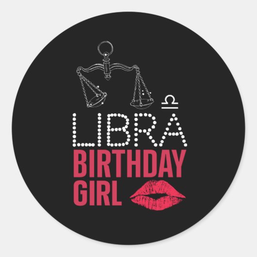 STICKER ROND LIBRA ANNIVERSAIRE FILLE (Devant)