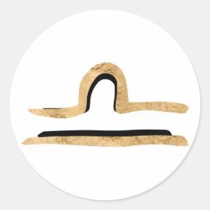 Sticker Rond Libra noir texture or symbole astrologie zodiaque