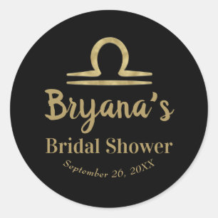 Sticker Rond LIBRA Or Zodiaque Septembre Octobre Baby Shower Ma