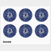 Sticker Rond Libra Zodiac Connexion Camouflage numérique bleu (Feuille)