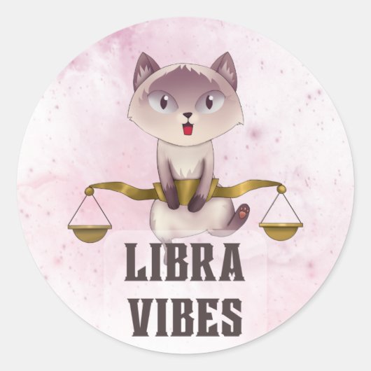 Sticker Rond Libra Zodiac Decal pour les amateurs d'astrologie (Devant)