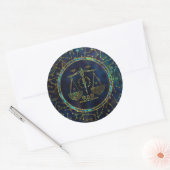 Sticker Rond Libra Zodiac Gold Abalone sur Constellation (Enveloppe)