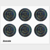 Sticker Rond Libra Zodiac Gold Abalone sur Constellation (Feuille)