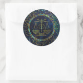 Sticker Rond Libra Zodiac Gold Abalone sur Constellation (Sac)