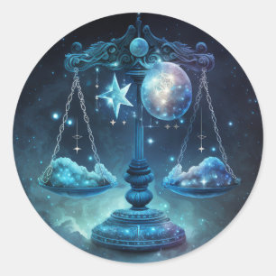 Sticker Rond Libra Zodiac Graphique