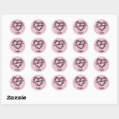 Sticker Rond Libraire Leopard Coeur Cadre rose (Feuille)