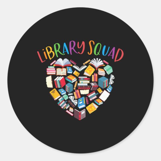 Sticker Rond Library Squad Librarian Bookworm Book Lover  (Devant)