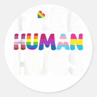 Sticker Rond Libre Human Hugs LGBT Pride Mois