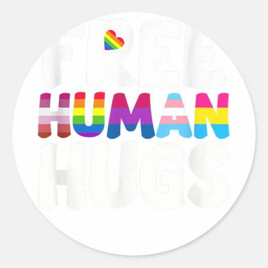Sticker Rond Libre Human Hugs LGBT Pride Mois (Devant)