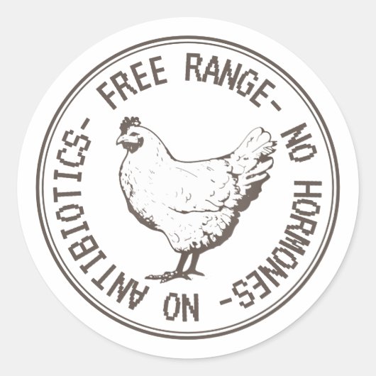 Sticker Rond Libre Plage Pas D'Hormones Pas D'Antibiotiques (Devant)
