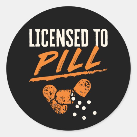 Sticker Rond Licence de pilule Pharmacy Tech CPhT (Devant)