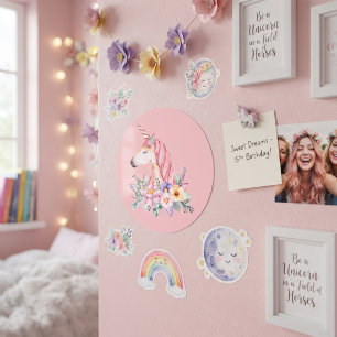 Sticker Rond Licorne