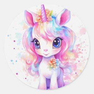 Sticker Rond Licorne
