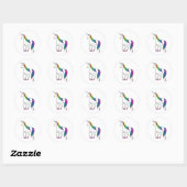 STICKER ROND LICORNE ARC-EN-CIEL (Feuille)