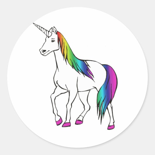 STICKER ROND LICORNE ARC-EN-CIEL (Devant)