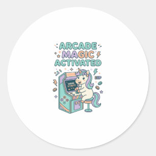 Sticker Rond Licorne Arcade Magie Activée Produit Tendance Grap