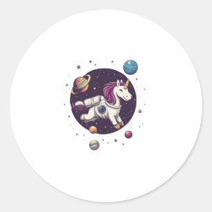 Sticker Rond Licorne Astronaute Spatiale (1)
