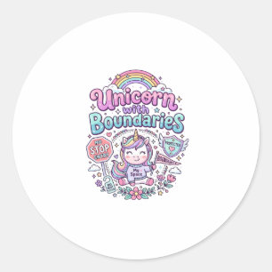 Sticker Rond Licorne avec Charme de Vêtements Limites Graphique