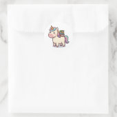 Sticker Rond Licorne Bibliophile (Sac)