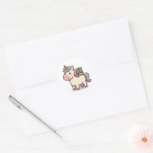 Sticker Rond Licorne Bibliophile (Enveloppe)