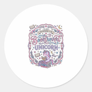 Sticker Rond Licorne Booktrovert Licorne Amusant Cadeau Mignon 