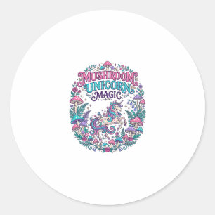 Sticker Rond Licorne Champignon Licorne Magie Coloré POD Artwor