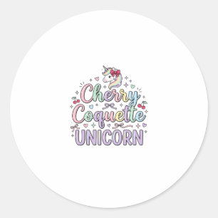 Sticker Rond Licorne Cherry Coquette Licorne Original Zazzle De