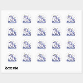 Sticker Rond Licorne Chibi Violet Bleu Rose (Feuille)
