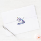 Sticker Rond Licorne Chibi Violet Bleu Rose (Enveloppe)