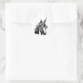 Sticker Rond licorne cool avec lunettes de soleil arc-en-ciel (Sac)