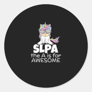 Sticker Rond Licorne cool pour orthophoniste SLPA