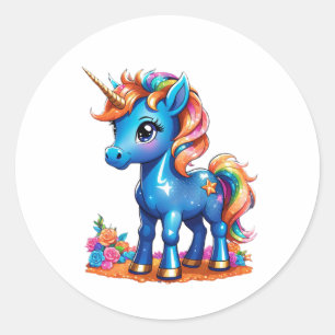 Sticker Rond licorne de bébé