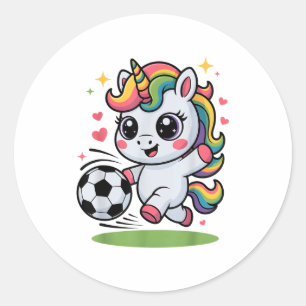 Sticker Rond Licorne de football drôle juste une fille qui aime