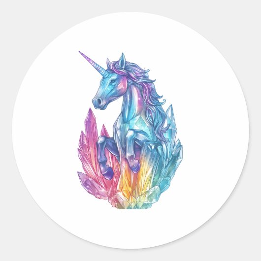 Sticker Rond Licorne de la grotte de cristal magique (1) (Devant)