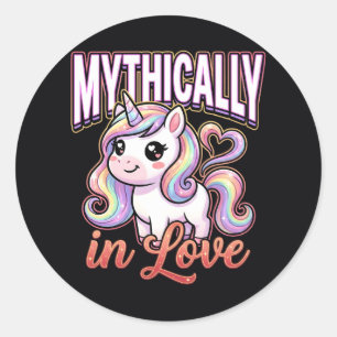 Sticker Rond Licorne de la Saint-Valentin adorable – Amoureuse