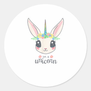 Sticker Rond licorne de lapin mignonne et drôle