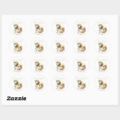 Sticker Rond Licorne de Noël élégante blanche et or (Feuille)