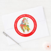 Sticker Rond licorne de Noël mignonne (Enveloppe)