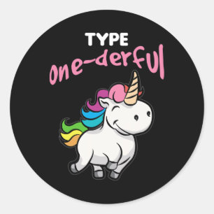 Sticker Rond Licorne de sensibilisation au diabète de type Oned