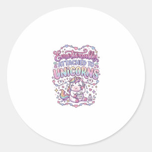 Sticker Rond Licorne émotionnellement attachée aux originaux de