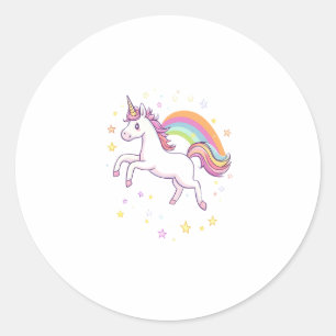 Sticker Rond Licorne étoile arc-en-ciel (1)