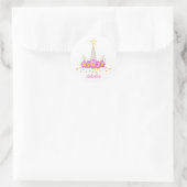 Sticker Rond Licorne, fleurs, confettis dorés et calligraphie (Sac)