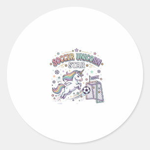 Sticker Rond Licorne Football Licorne Étoile Drôle Vector Desig