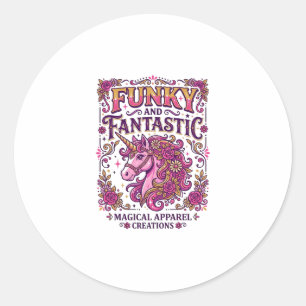 Sticker Rond Licorne funky et fantastique design stylé Zazzle_