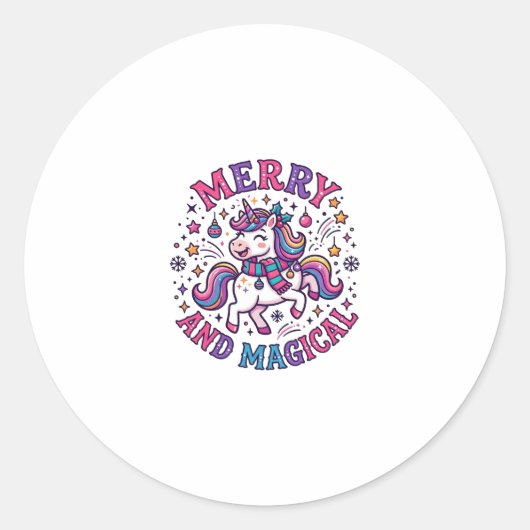 Sticker Rond Licorne Joyeuse et Magique (Devant)
