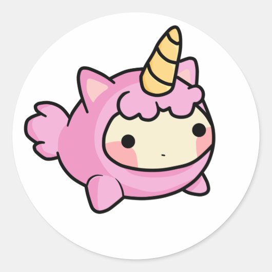 Sticker Rond Licorne Kawaii (Devant)