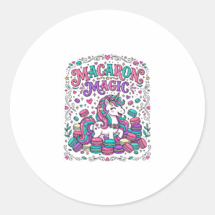 Sticker Rond Licorne Macaron Magie Coloré Marché Artwork