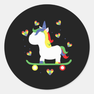 Sticker Rond Licorne Magique de skateboard autistique mignonne 