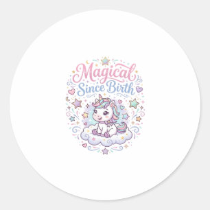Sticker Rond Licorne Magique Depuis La Naissance Impression Prê