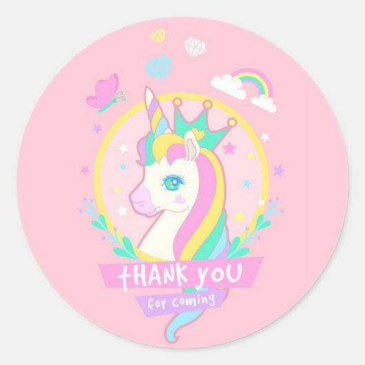 Sticker Rond Licorne Merci (Devant)